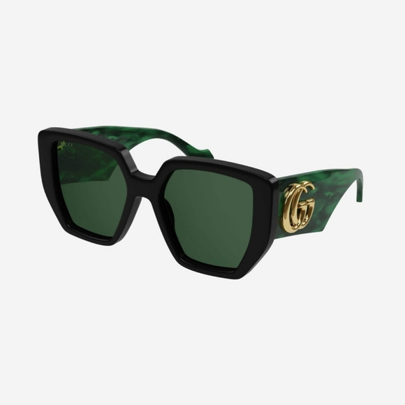 NEW GUCCI OVERSIZED WOMEN'S SUNGLASSES GG0956S 001 BLACK GREEN GUCCI EYE… - Picture 7 of 11